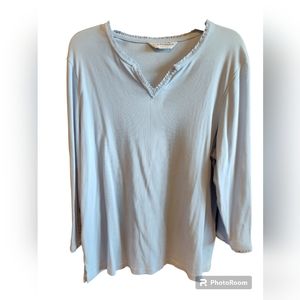 Sag Harbor Woman 1X Powder Blue Long Sleeve Tee